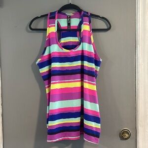Lukka Multi Colored Striped Racerback Tank Top Size L